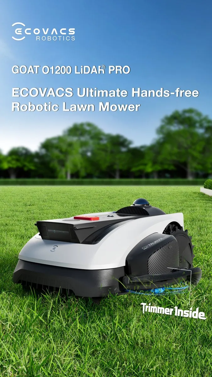 Ecovacs GOAT O1200 LiDAR PRO Robotmaaier 1200m² - 360° Dual-Lidar - TruEdge - afbeelding 5 van 6