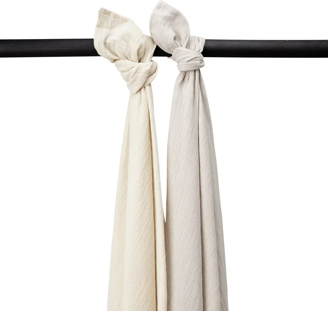 Meyco Baby Uni Swaddle 2-pack - 120x120cm - Soft Sand/Greige