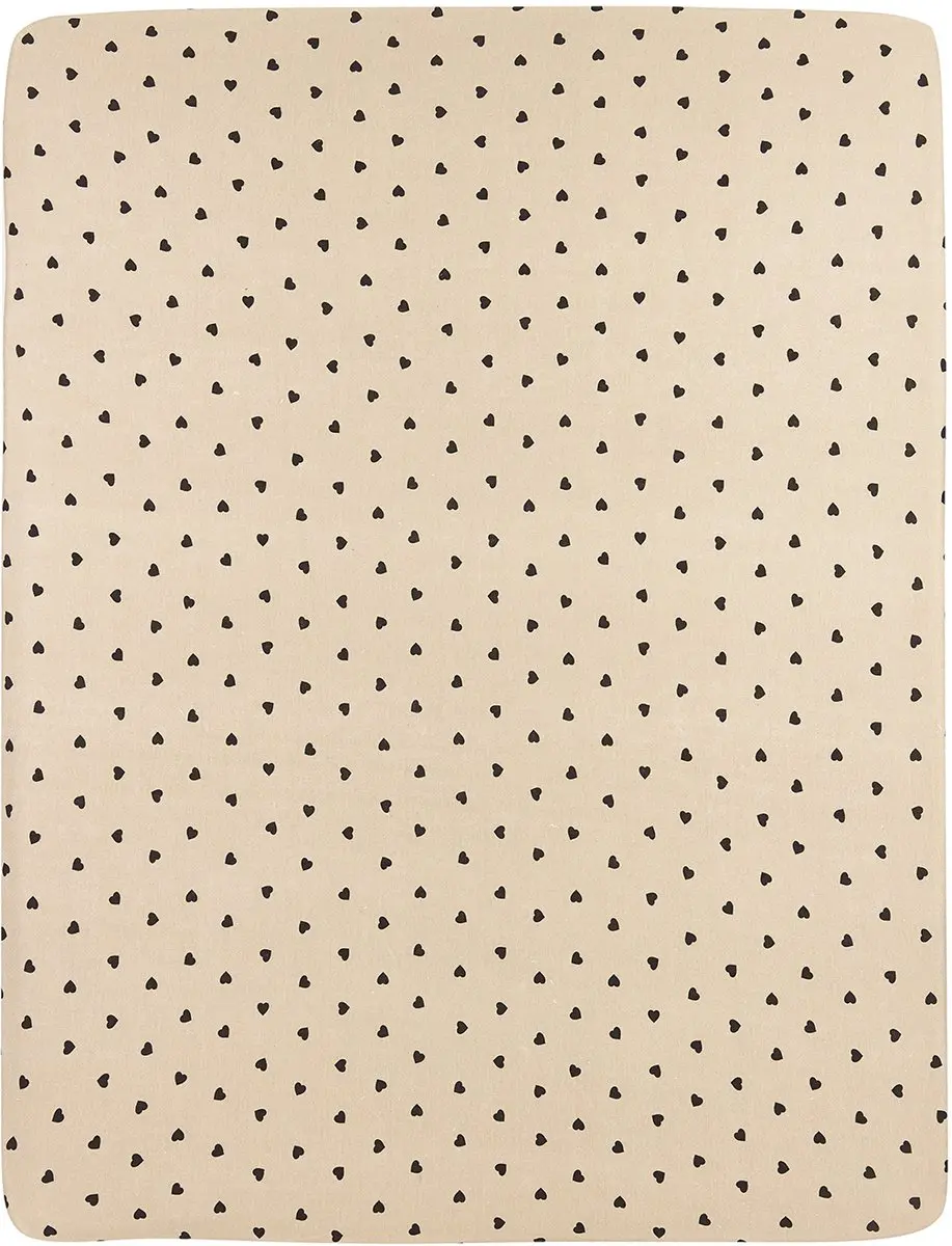 Meyco Baby Sweet Heart Hoeslaken Boxmatras 75x95cm - Soft Sand/Black
