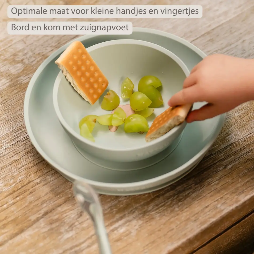 Nattou Mealtime Silicone Serviesset 3-delig - Lindegroen