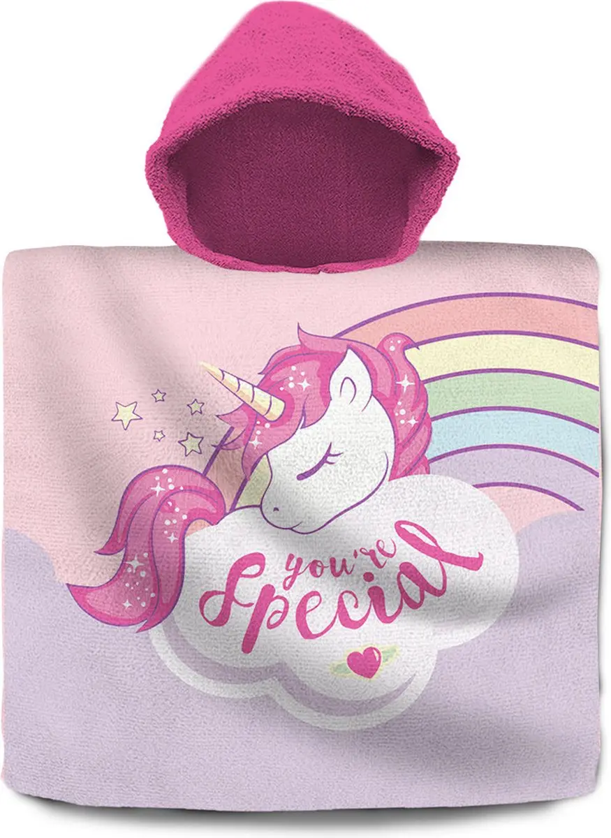 Unicorn Badcape 60x60cm Roze
