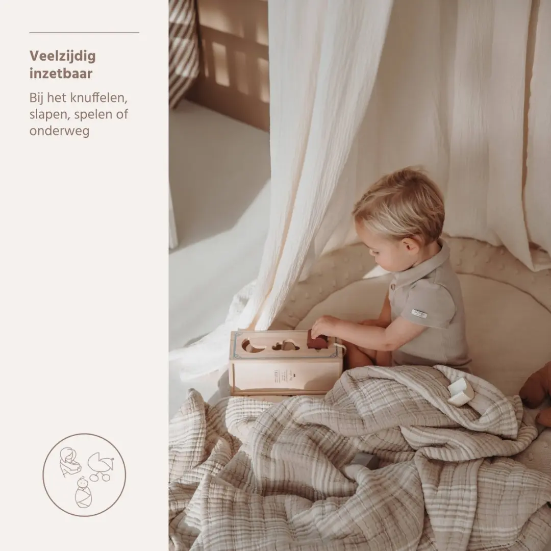 Meyco Baby Stripe Jacquard Wiegdeken 75x100cm - Sand