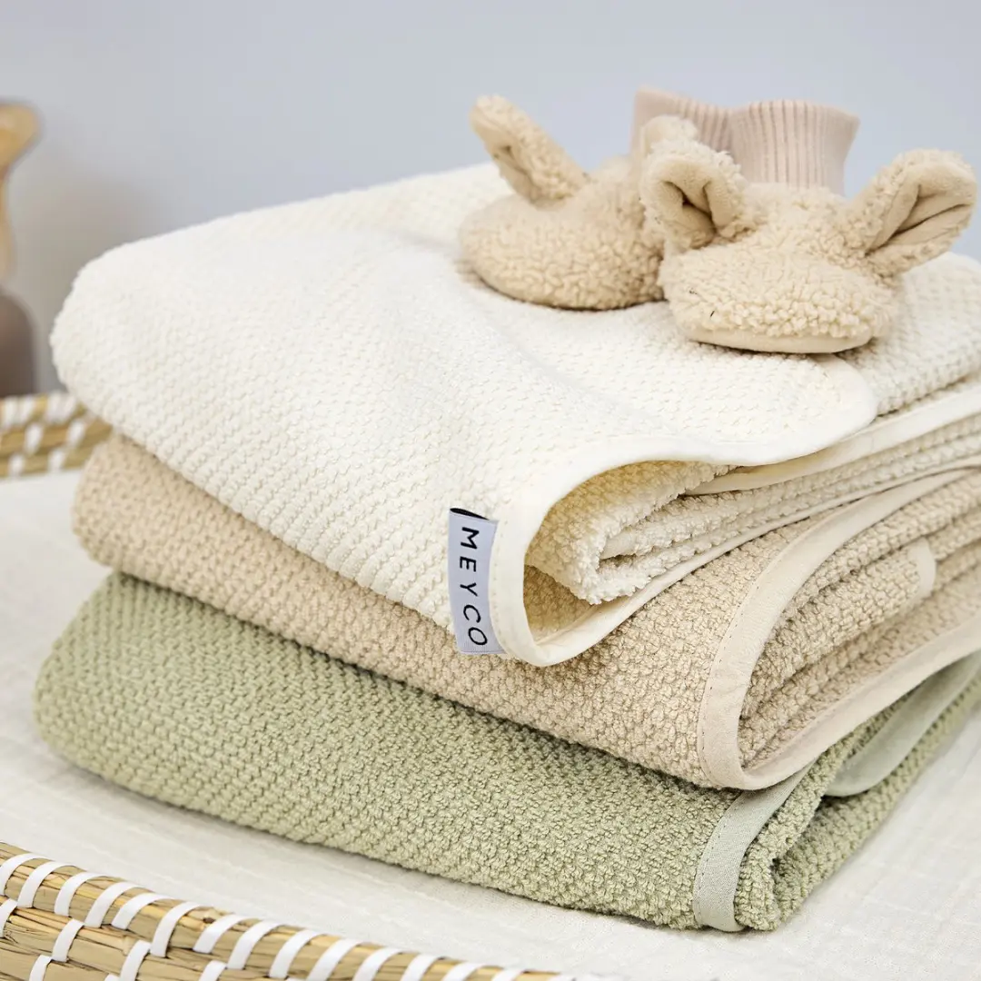 Meyco Baby Popcorn Badcape 75x75cm - Natural