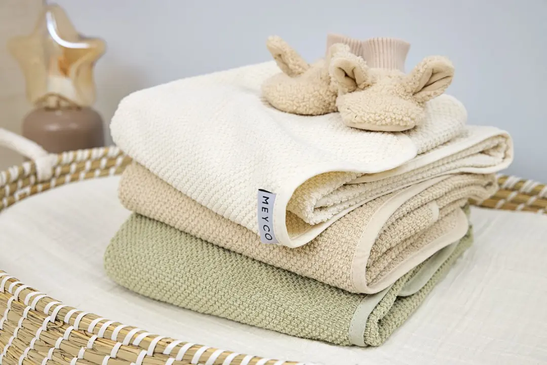 Meyco Baby Popcorn Badcape 75x75cm - Natural