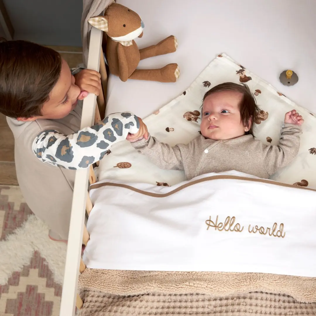 Meyco Baby Hello World Wiegaken 75x100cm - Taupe - afbeelding 6 van 6