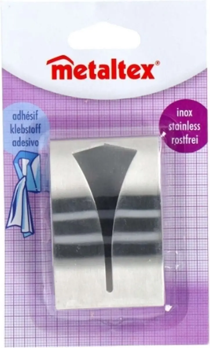 Metaltex Zelfklevende RVS Handdoekhouder - Zilver