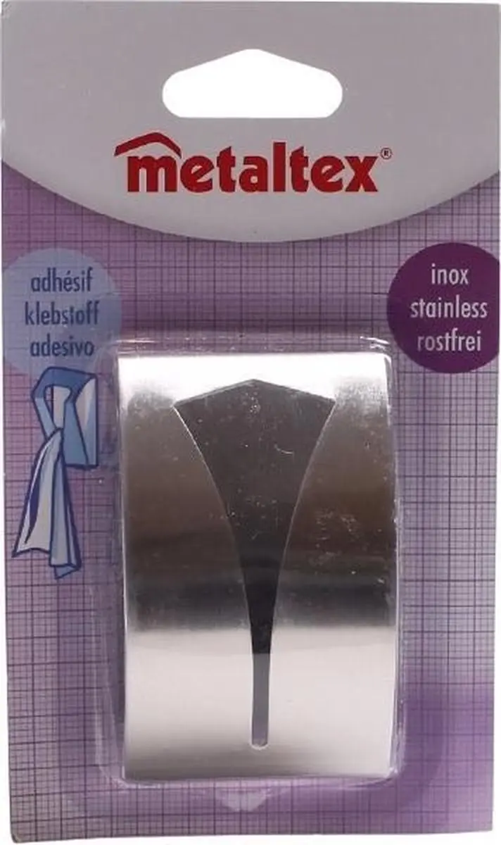 Metaltex Zelfklevende RVS Handdoekhouder - Zilver