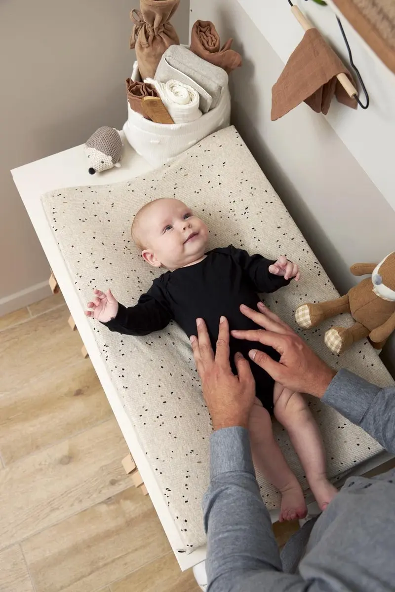 Meyco Baby Rib Mini Spot Aankleedkussenhoes 50x70cm - Sand Melange