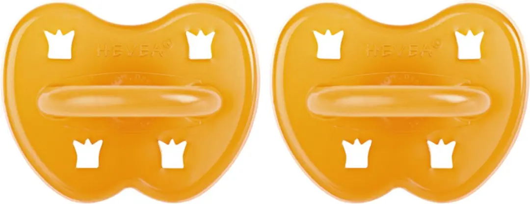 Hevea Two-Pack Round Teat Newborn 0+ - Geel