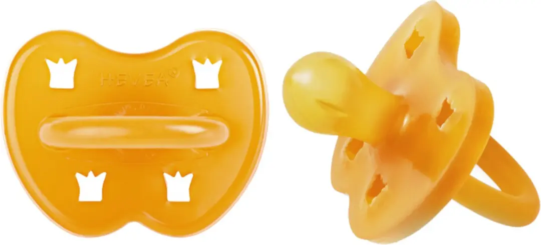 Hevea Two-Pack Round Teat Newborn 0+ - Geel