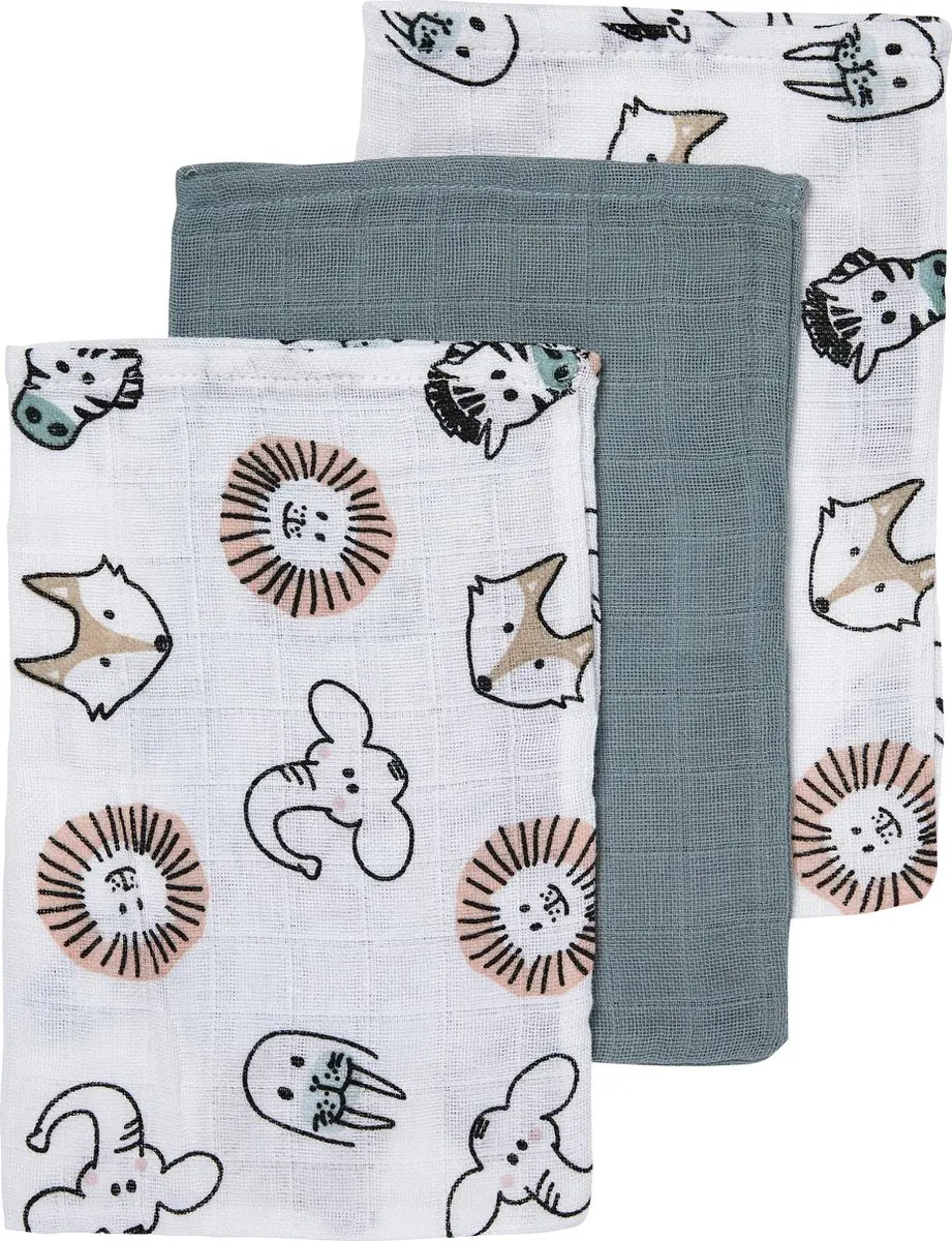 Meyco Baby Animal Washandjes 3 Stuks