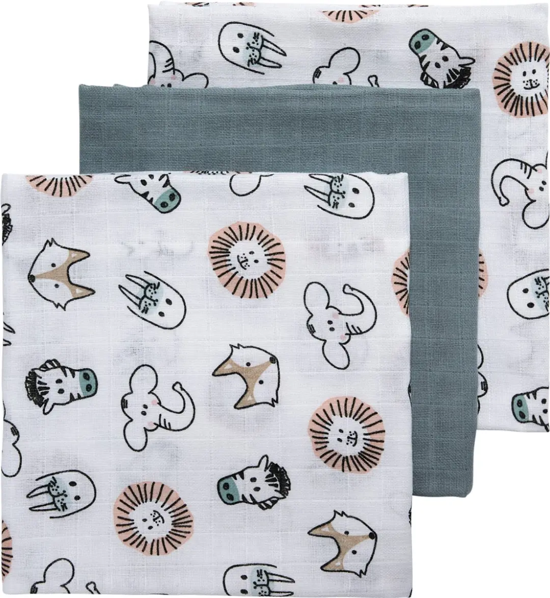Meyco Baby Animal Washandjes 3 Stuks - 20x17cm - Multicolor