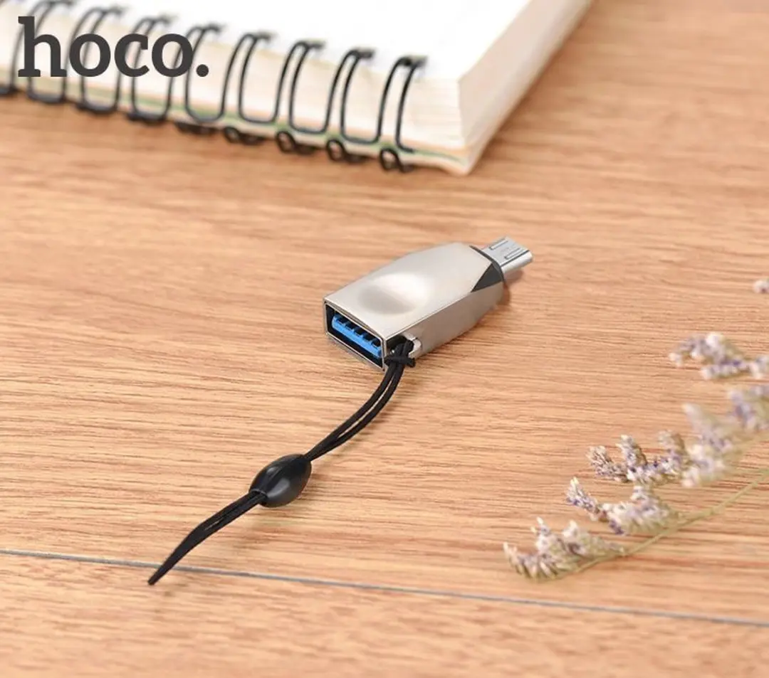 Hoco UA10 Micro-USB naar USB Adapter - OTG Support - Grijs