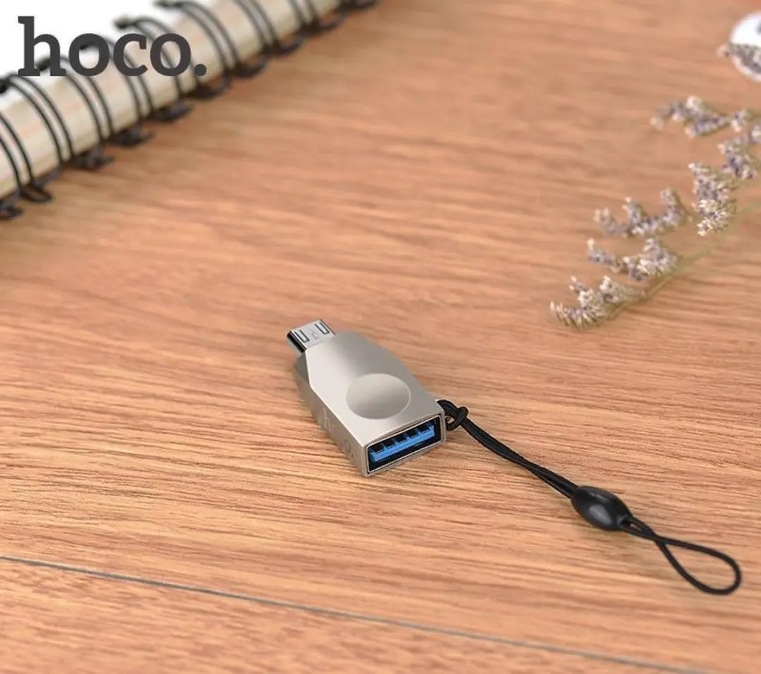 Hoco UA10 Micro-USB naar USB Adapter - OTG Support - Grijs