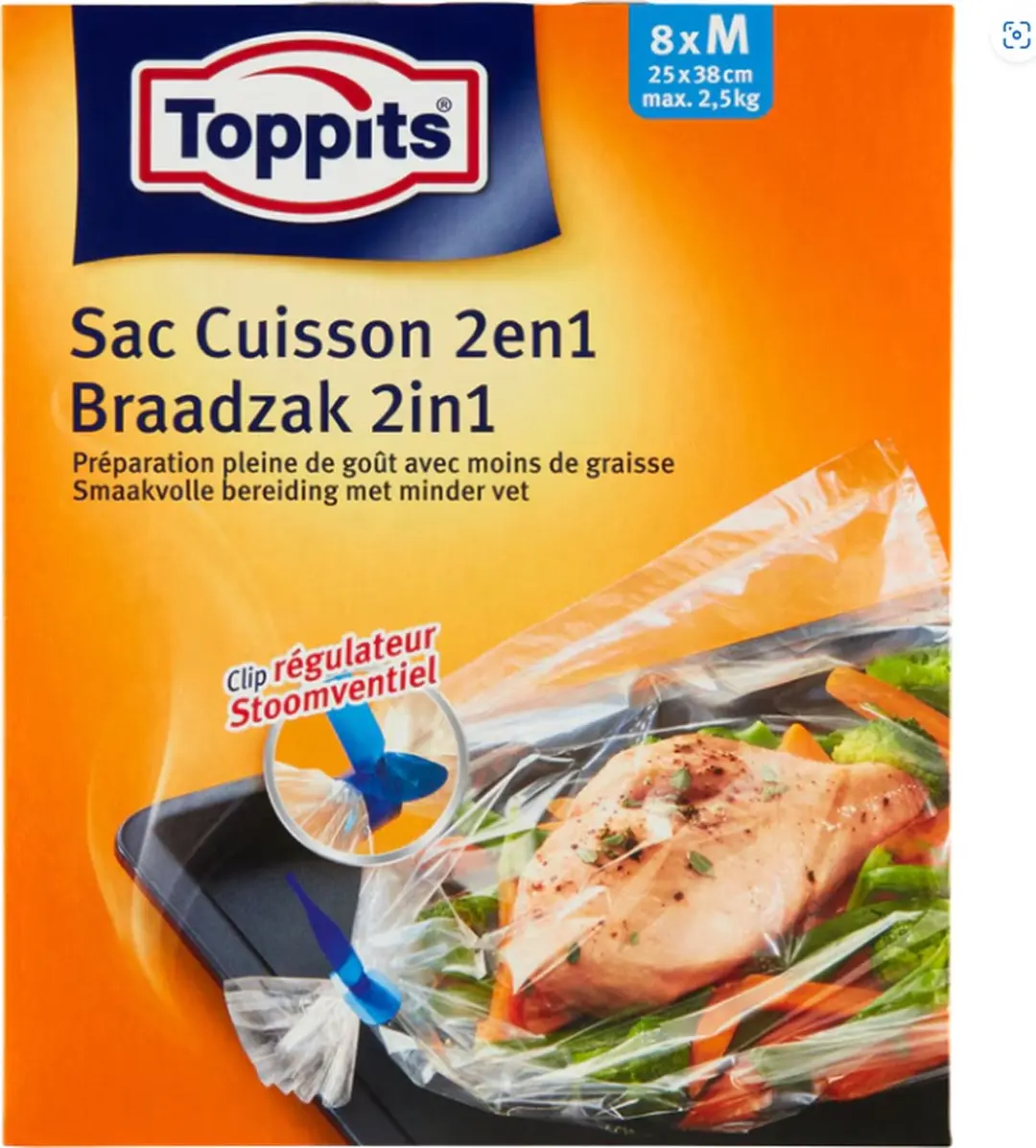 Toppits Braad- en Stoomzakken 2-in-1