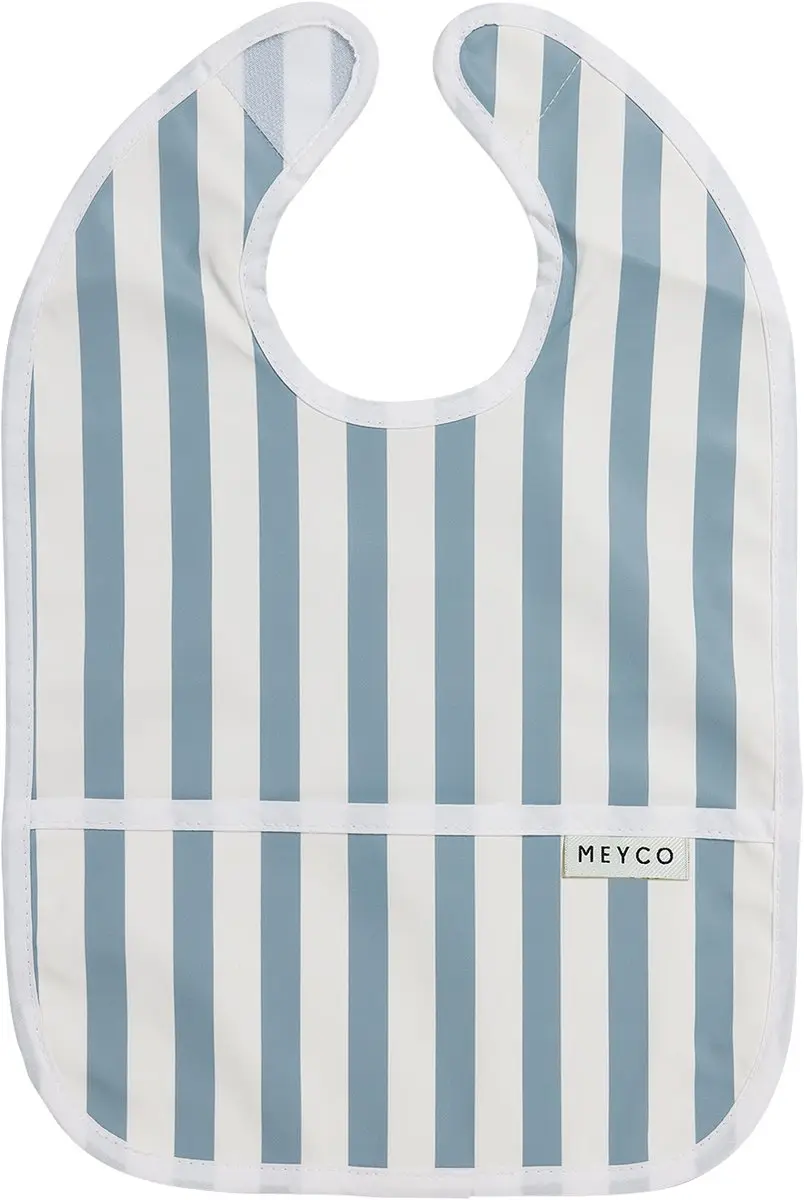 Meyco Baby Fat Stripe Slab Met Opvangbakje - 2 Stuks - Jeans Blue