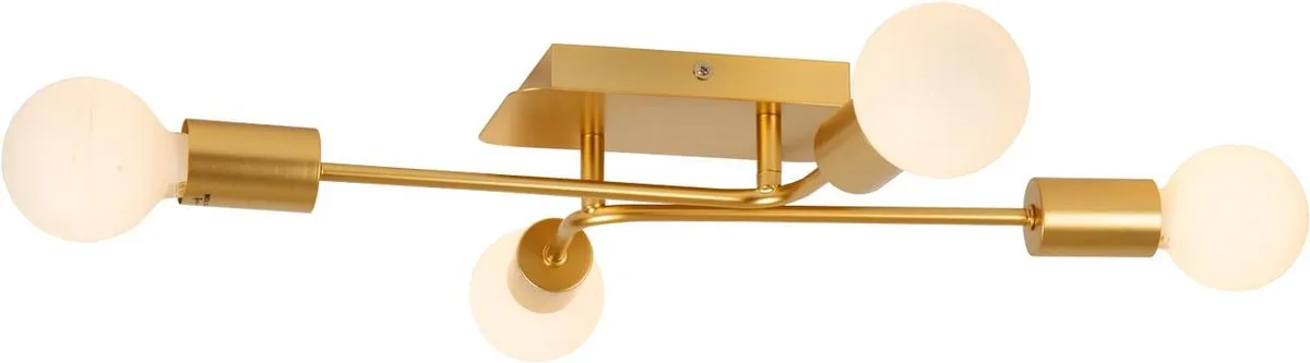 Lucide Lester Plafondlamp 4xE27 Mat Goud/Messing