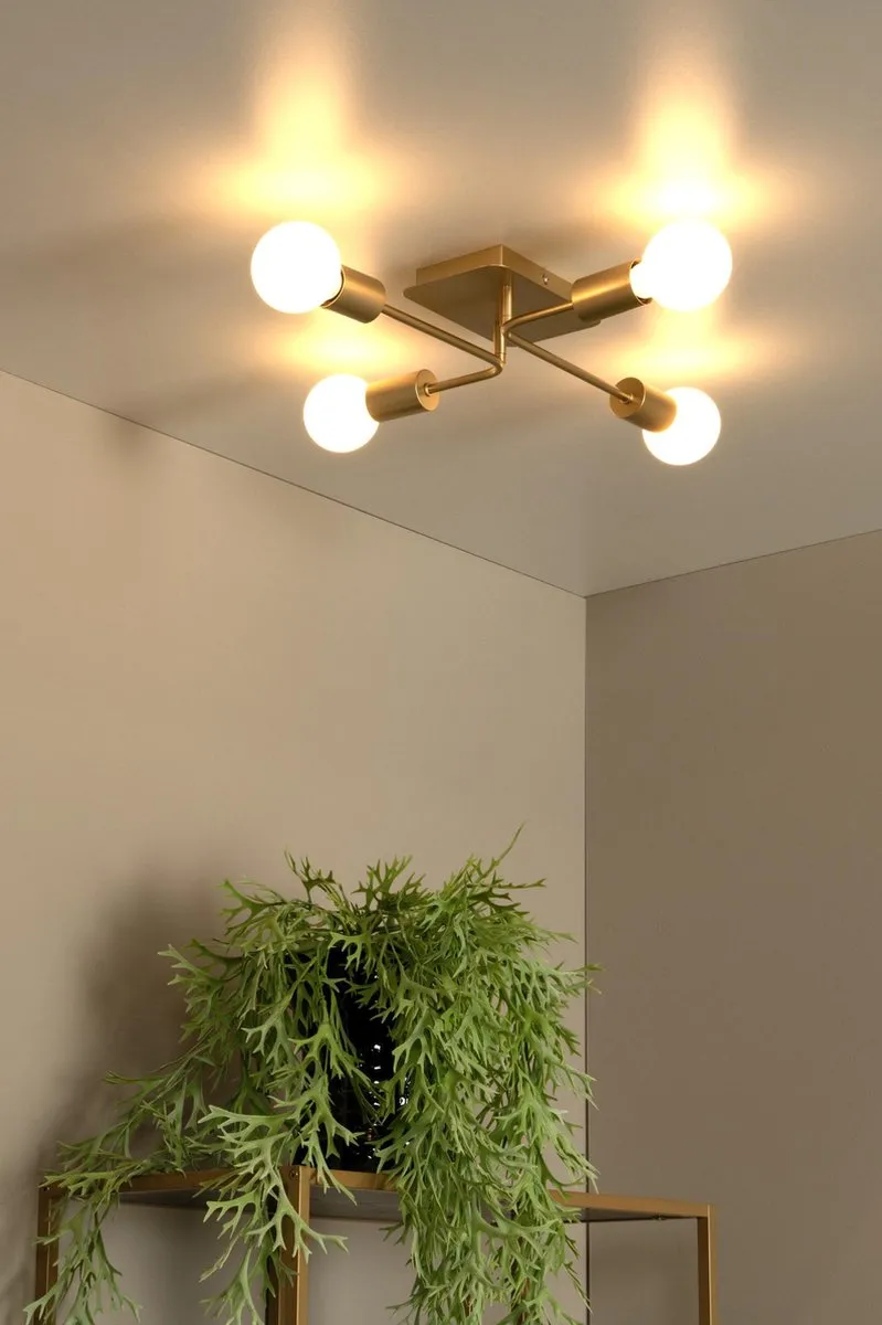 Lucide Lester Plafondlamp 4xE27 Mat Goud/Messing