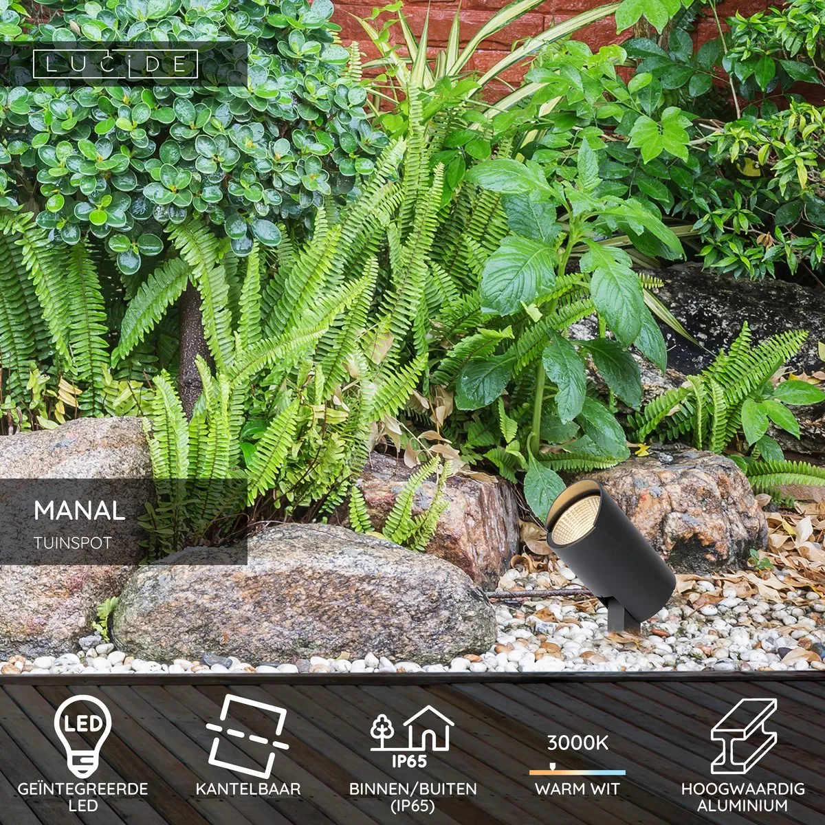 Lucide MANAL Tuinspot LED 13W 3000K - Antraciet