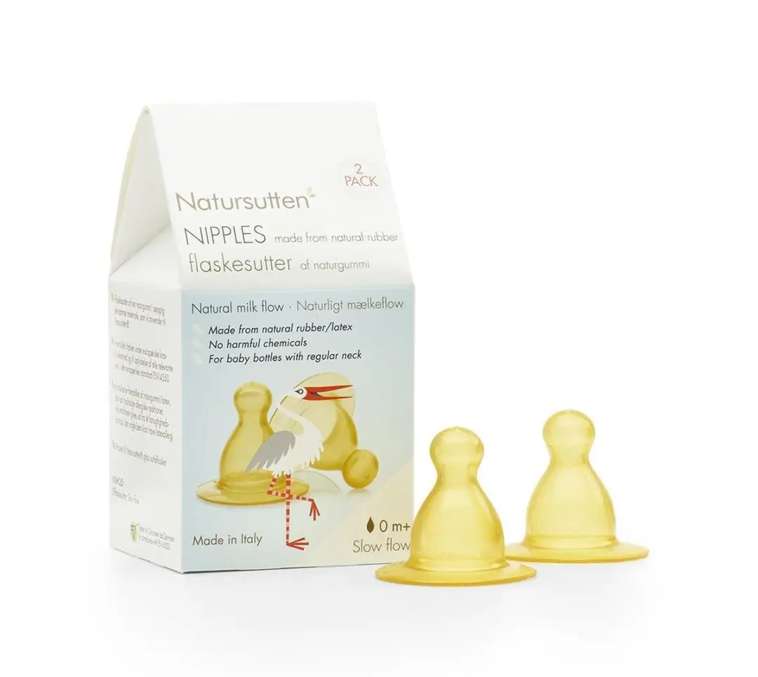 Natursutten Rubberen Flesspenen 0+ Maanden - 2 Stuks Geel