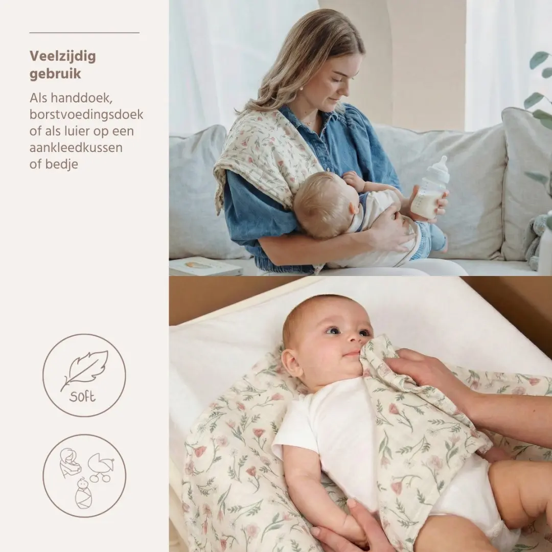 Meyco Baby Flower Swaddle 2-pack - 120x120cm Multicolor