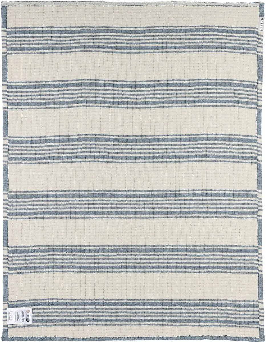 Meyco Baby Stripe Jacquard Wiegdeken Indigo 75x100cm