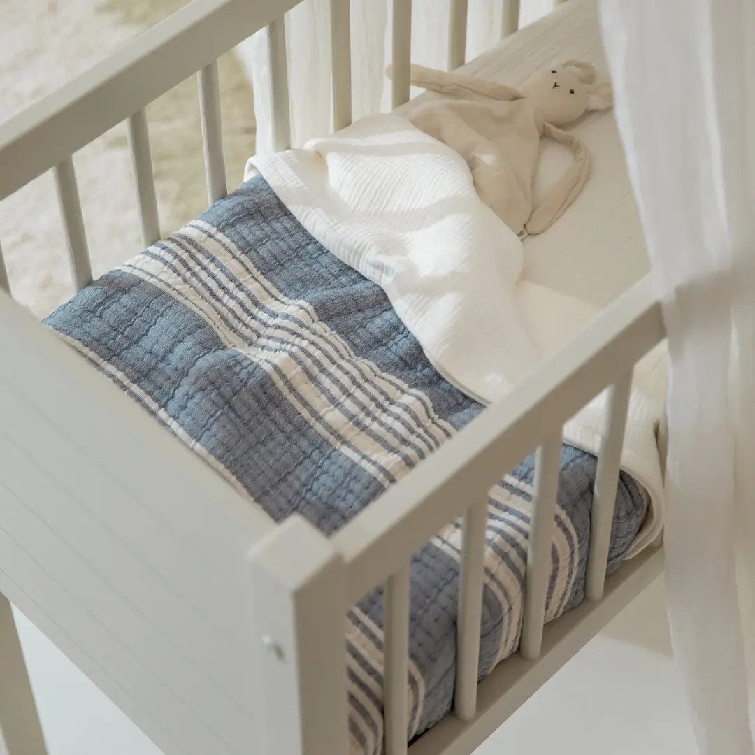 Meyco Baby Stripe Jacquard Wiegdeken Indigo 75x100cm - afbeelding 6 van 6