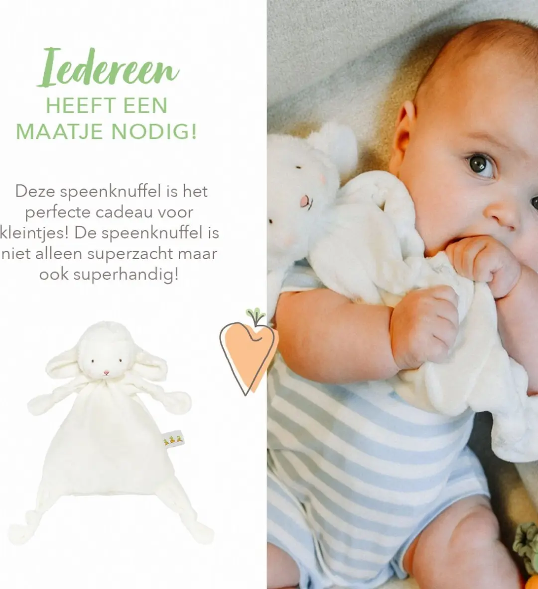 Bunnies By The Bay Kiddo Lammetje Knuffeldoekje 30cm - Wit