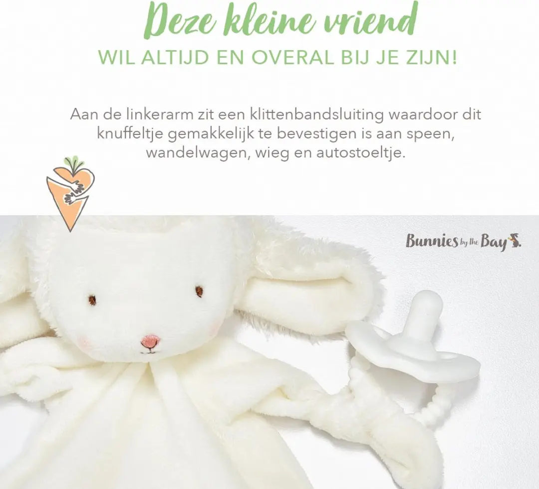 Bunnies By The Bay Kiddo Lammetje Knuffeldoekje 30cm - Wit - afbeelding 6 van 6