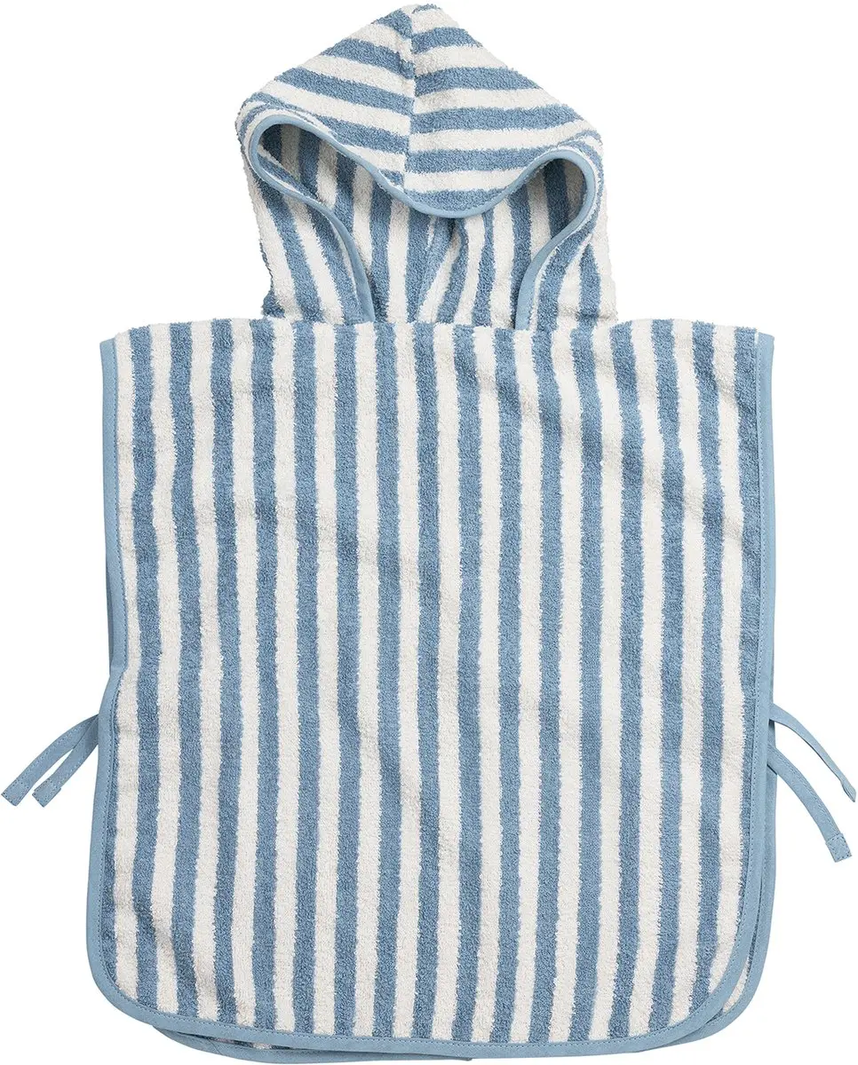Meyco Baby Fat Stripe Badponcho - Jeans Blue