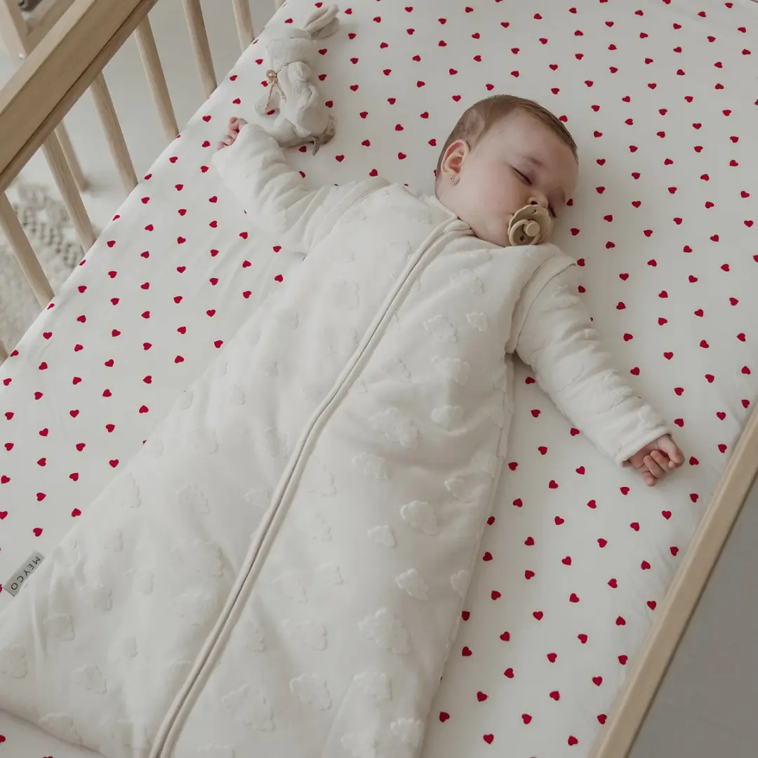 Meyco Baby Sweet Heart Hoeslaken Junior 70x140/150cm - Wit/Rood - afbeelding 6 van 6