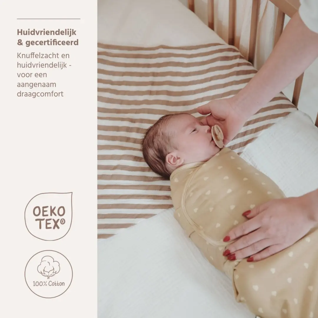 Meyco Baby Sweet Heart SwaddleMeyco Inbakerdoek 1.0 TOG - Sand