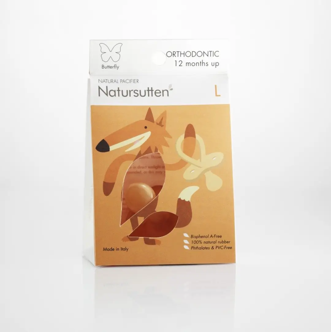 Natursutten Rubberen Fopspeen Vlinder Schild - 12 Maanden