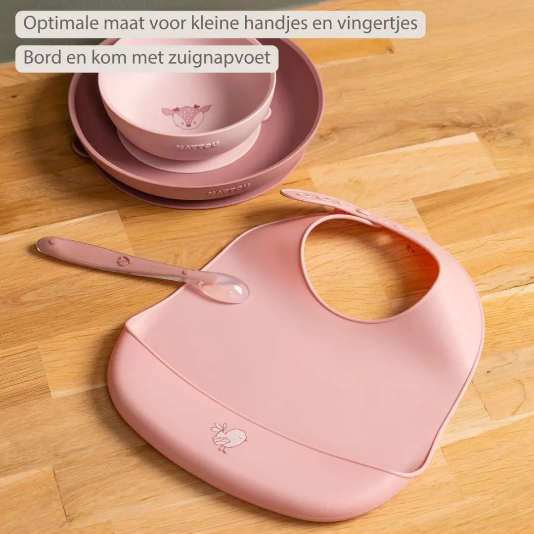 Nattou Mealtime Serviesset 4-delig - Roze