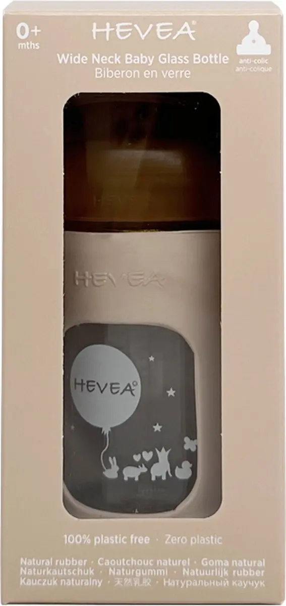 Hevea Wide Neck Babyfles 150ml - Sand