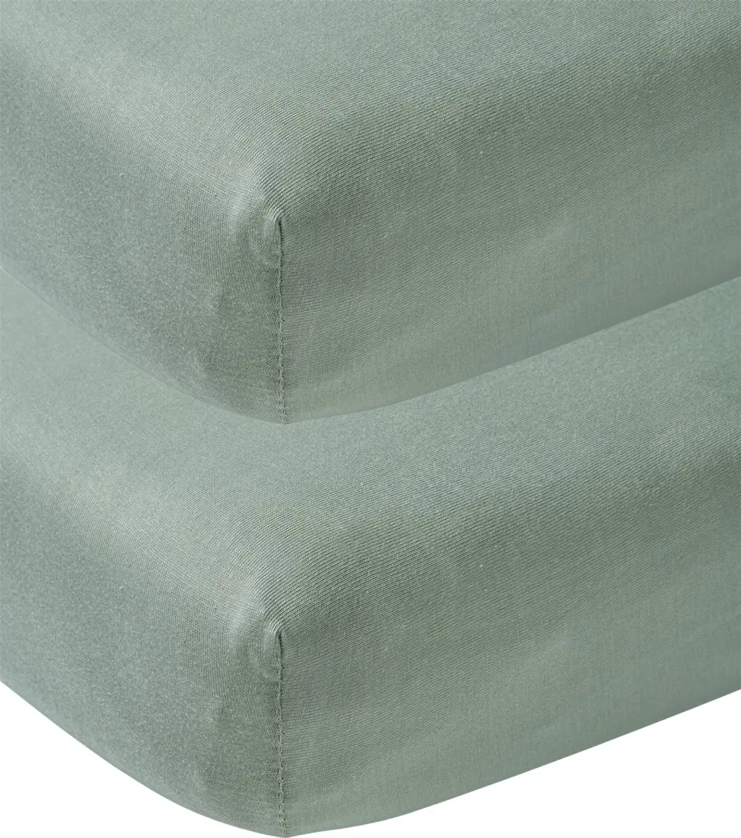 Meyco Baby Uni Hoeslaken Juniorbed 2-pack - 70x140/150cm - Stone Green