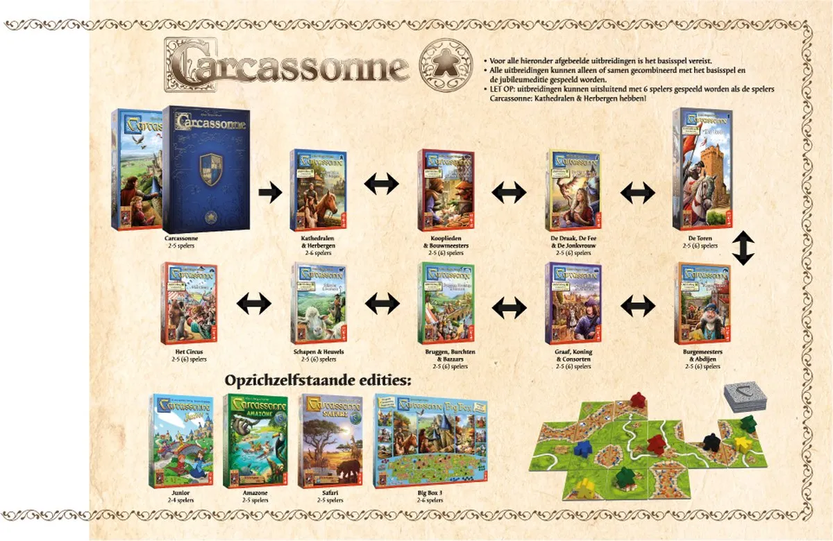 999 Games Carcassonne Schapen & Heuvels Uitbreiding - Bordspel - 2-6 Spelers