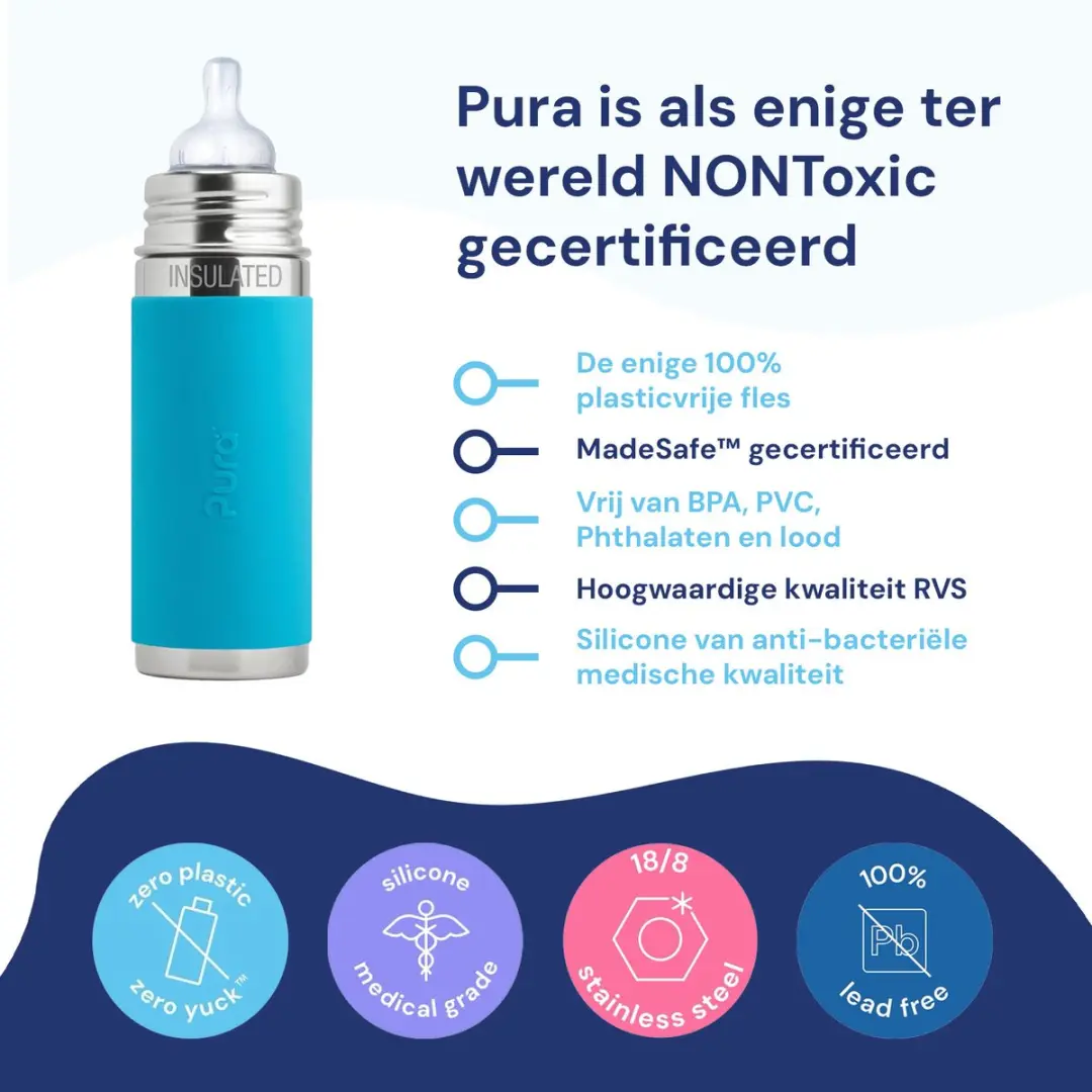 Pura Thermos Speenfles 260ml - Aquablauw