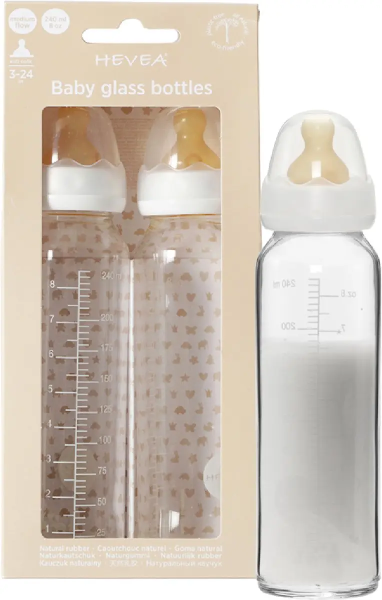 Hevea Standard Neck Babyfles 240ml - 2 Stuks