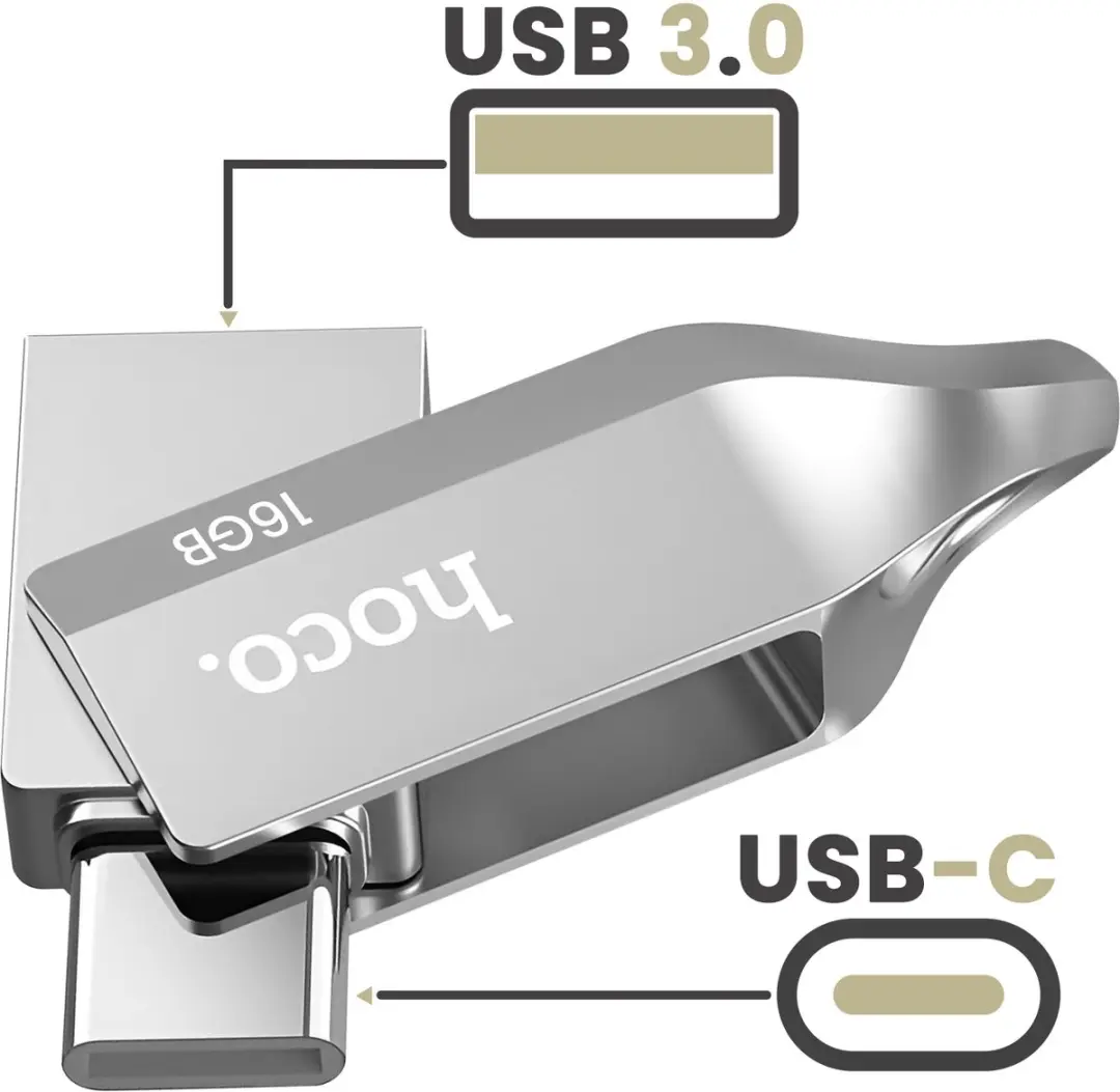 Hoco UD8 2-in-1 USB Stick 16GB - Zilver