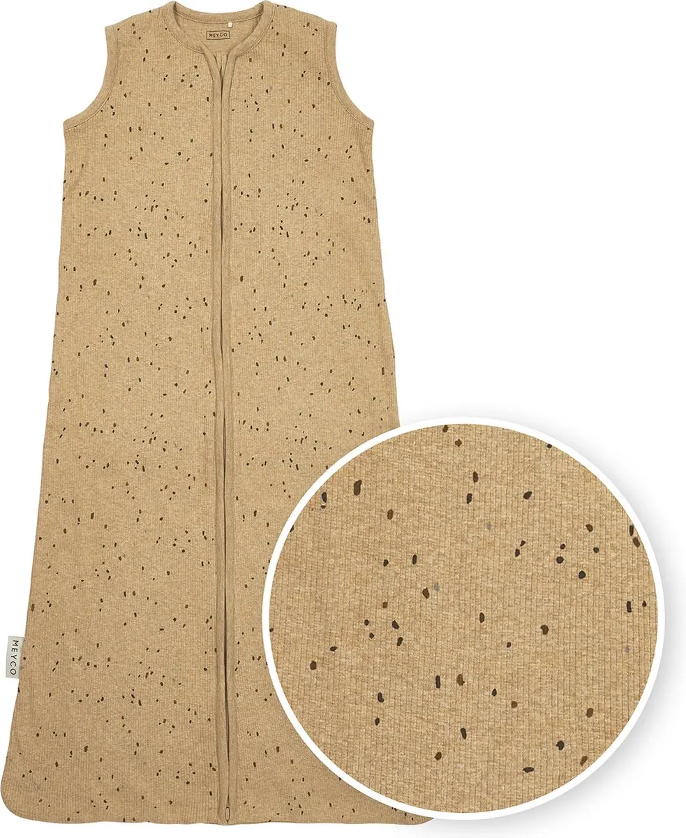 Meyco Baby Rib Mini Spot Slaapzak - 70cm - 0.3 TOG - Toffee Melange - afbeelding 6 van 6