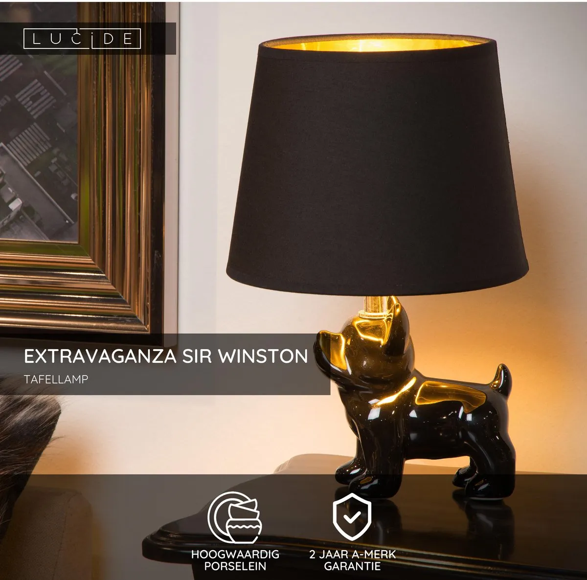 Lucide Extravaganza Sir Winston Tafellamp E14 - Zwart