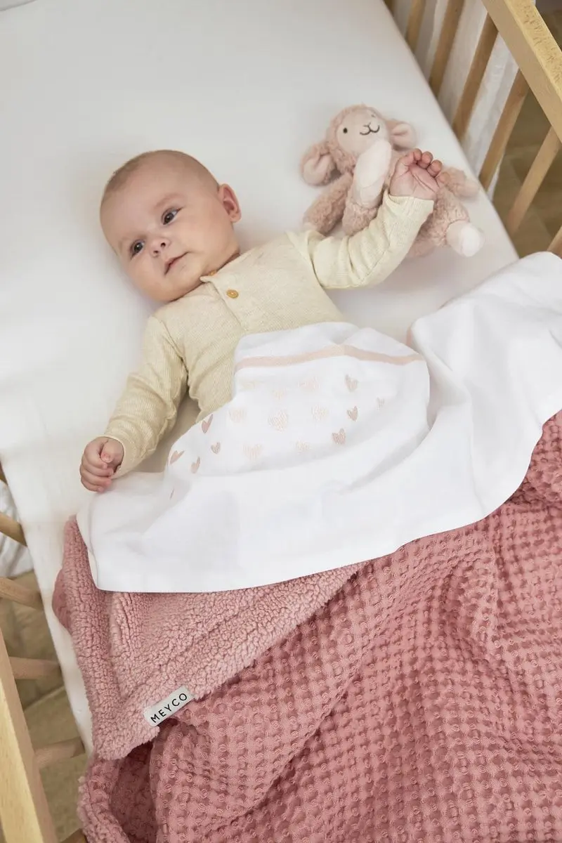 Meyco Baby Hearts Ledikantlaken Soft Pink 100x150cm - 0.3 TOG