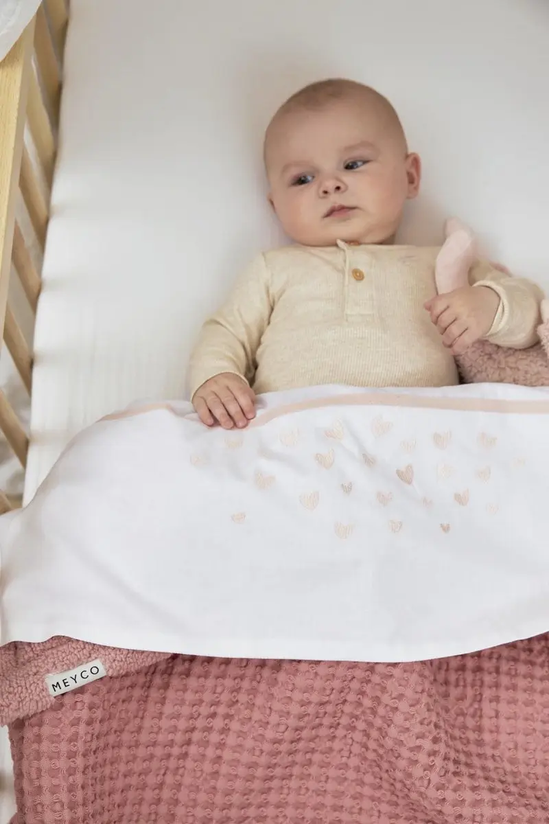 Meyco Baby Hearts Ledikantlaken Soft Pink 100x150cm - 0.3 TOG