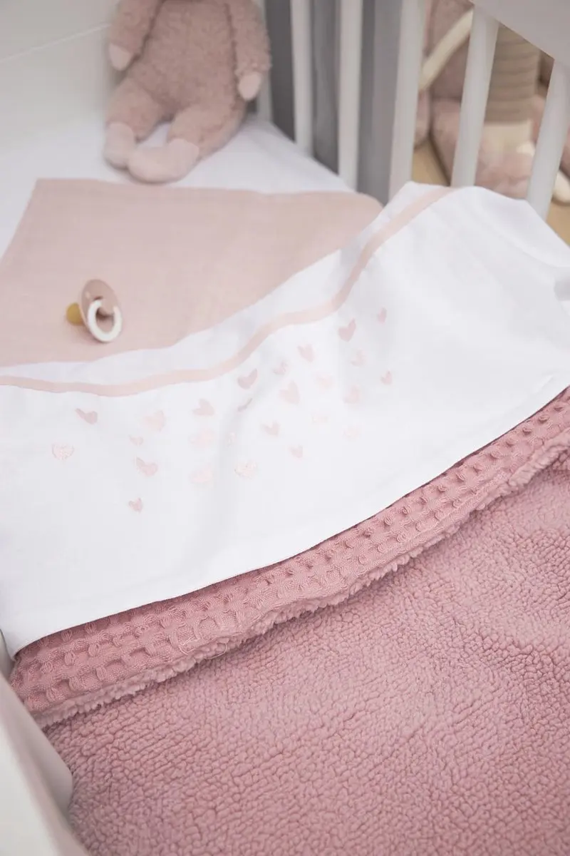 Meyco Baby Hearts Ledikantlaken Soft Pink 100x150cm - 0.3 TOG