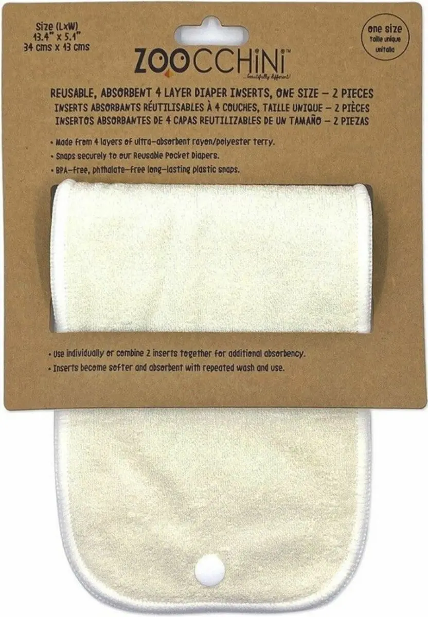 Zoocchini Wasbare Luier Inleggers - One Size - 2 Stuks