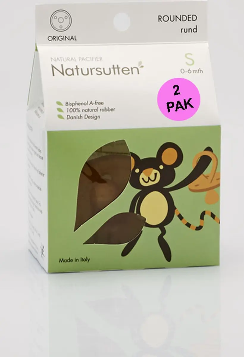 Natursutten Rubberen Fopspeen Rond Schild Kers - 0-6 Maanden - 2 Stuks