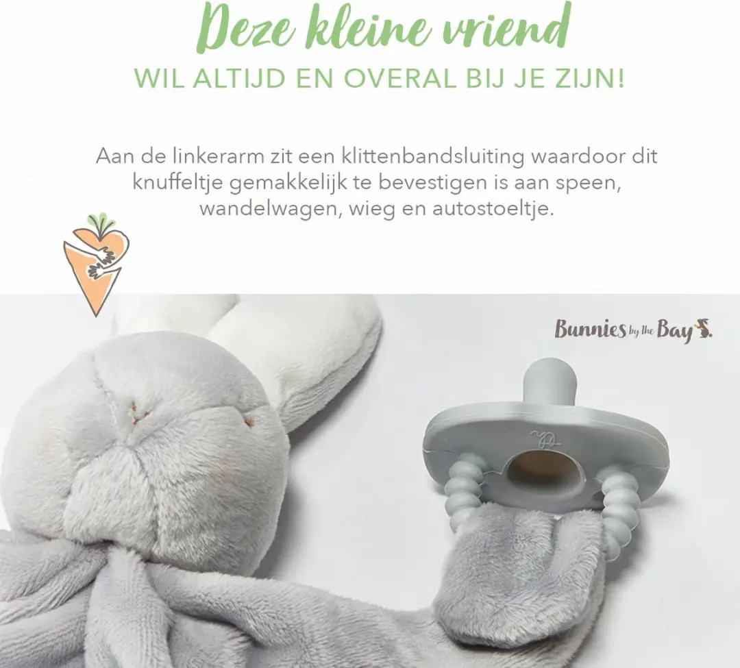 Bunnies By The Bay Knuffeldoekje Konijn Grijs - 25cm
