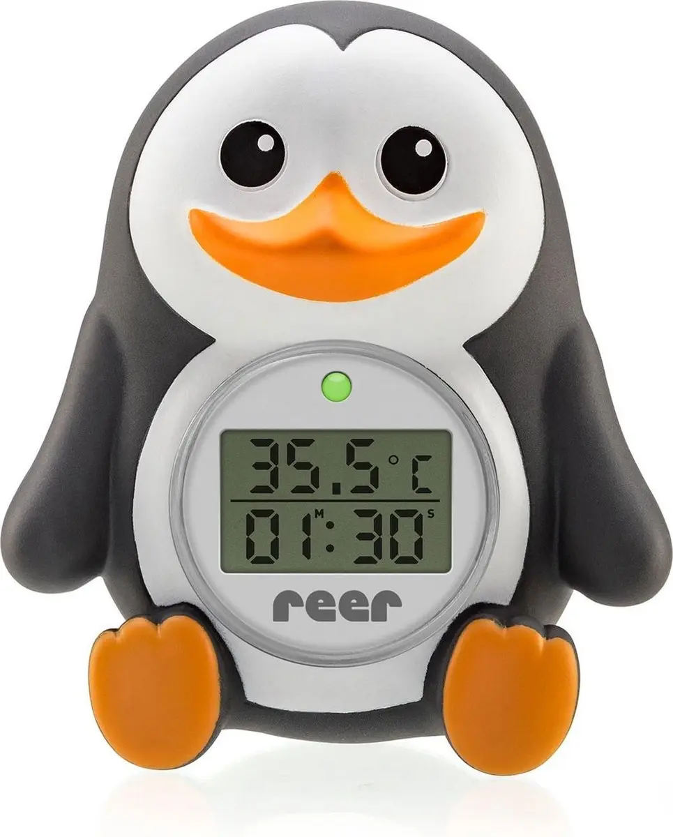 Reer My Happy Pinguïn 2-in-1 Digitale Badthermometer - Black/White