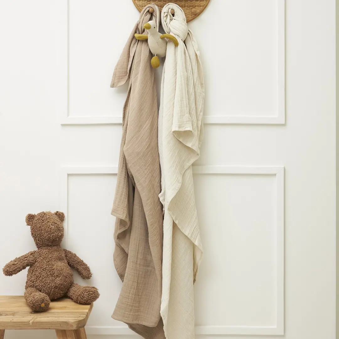 Meyco Baby Uni Swaddle 2-pack - 120x120cm - Soft Sand/Taupe